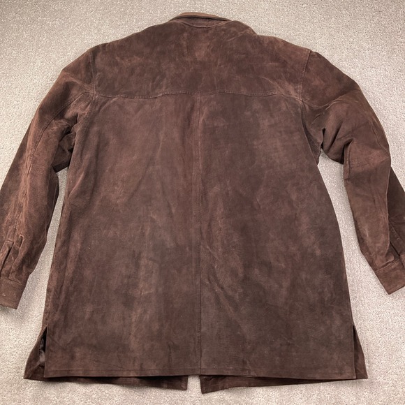 Claiborne Suede Shirt Jacket Mens XLarge Chocolate Brown Casual Lined Streetwear - Picture 11 of 12
